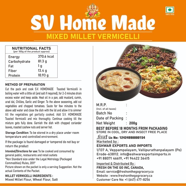 Roasted Mixed Millet Vermicelli 200 gm